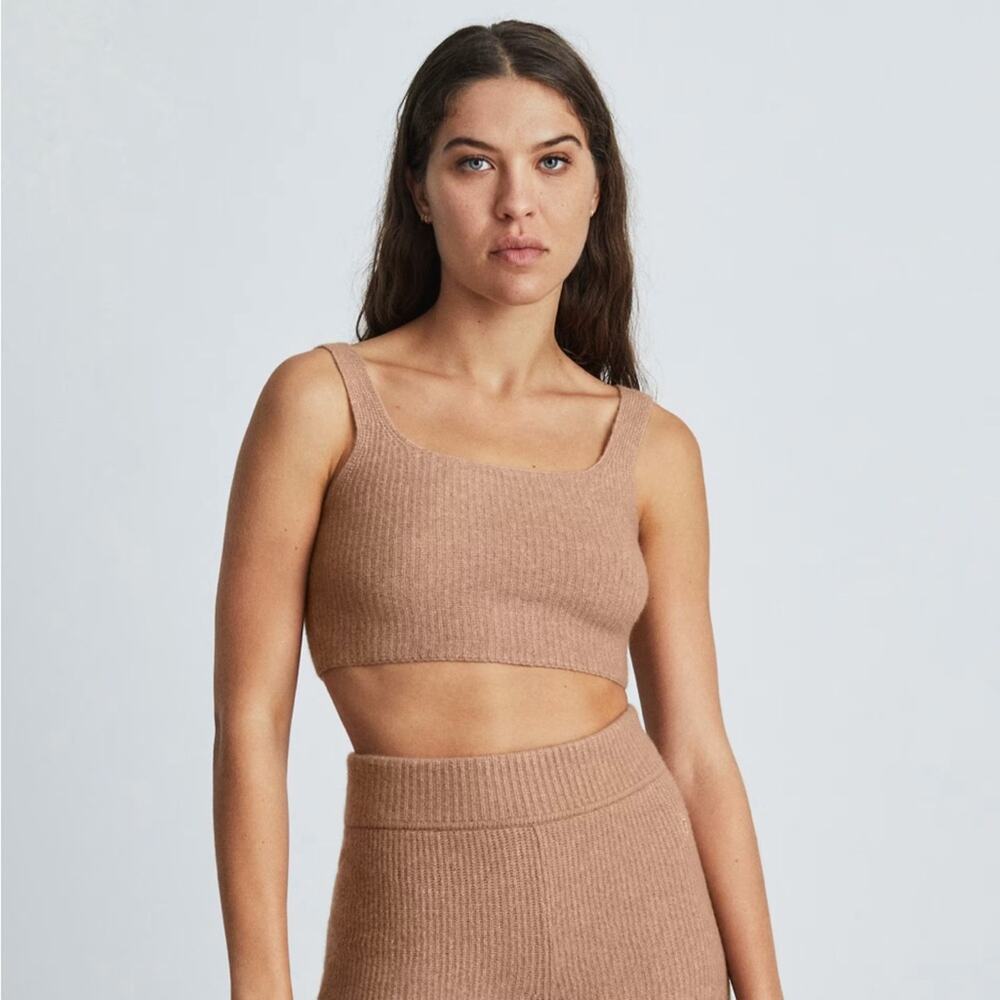 Everlane Wool Blend The Cozy-Stretch Cropped Tank Top in Camel Size S & XS NEW